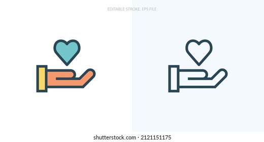 Compassion icon for your website, logo, app, UI, product print. Compassion concept flat Silhouette vector illustration icon. Editable stroke icons set