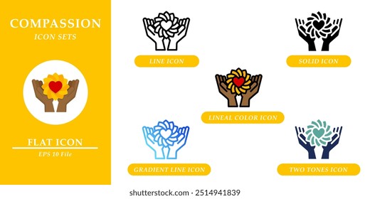 Compassion icons sets. Soft skills concept. Various style icons on isolated background for web design, symbol, sign, user interface, and mobile application. EPS 10. 