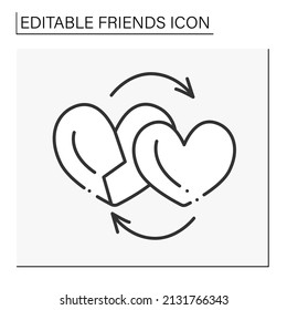  Compassion line icon. Feeling empathy and distress for others. Human sensitivity and emotions. Friends line icon. Isolated vector illustration.Editable stroke