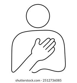 Mitgefühl Monoline Icon Design. Stellt emotionale Unterstützung, Empathie, psychische Gesundheit, Wohlbefinden dar. Vektorsymbol mit bearbeitbaren Strichen und Farben.