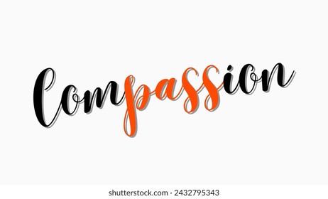 Compassion text on white background wallpaper Inspirational and motivational quotes typography designs: for prints, posters, cards, t shirt, coffee mug hoodies etc.