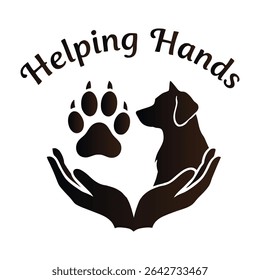 Compassionate Hands Offering Support to Animals Silhouette Vector for Charity and Animal Welfare Projects