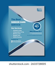 Compassionate, professional flyer template for senior care services. Fully editable and print-ready, ideal for promoting elderly home care, assisted living, and health support services.