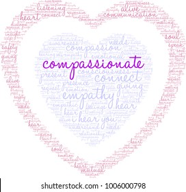 Compassionate word cloud on a white background. 