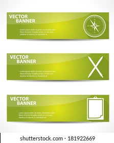 Compass,Pen,Document banners,Green version,vector