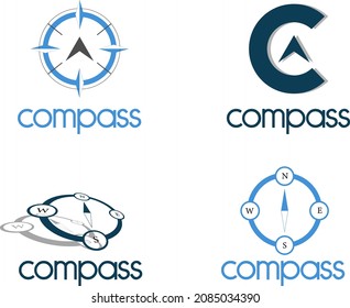 compasss and arrow direction logo blue