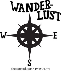 COMPASSS, WANDERLUST WRITING VECTOR ILLUSTRATION,ADVENTURE LOVER