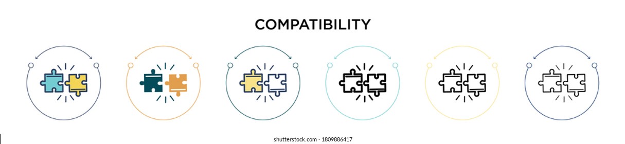 Compatibility icon in filled, thin line, outline and stroke style. Vector illustration of two colored and black compatibility vector icons designs can be used for mobile, ui, web