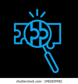 compatibility line icon, assemble puzzle pieces, solving problem. Vector illustration. Icon on black