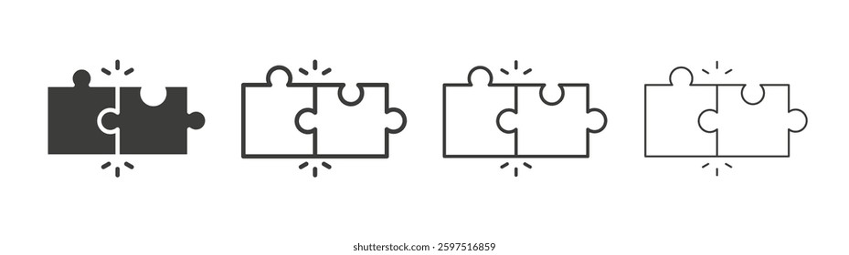 Compatibility vector icon set in black and white color.