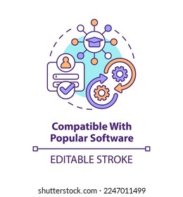 Compatible with popular software concept icon. Learning management system feature abstract idea thin line illustration. Isolated outline drawing. Editable stroke. Arial, Myriad Pro-Bold fonts used