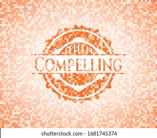 Compelling abstract orange mosaic emblem