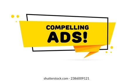 Compelling ads sign. Flat, yellow, lightning-shaped sign, compelling ads sign. Vector icon