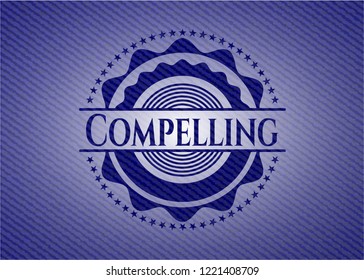 Compelling badge with denim background