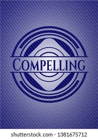 Compelling badge with denim texture