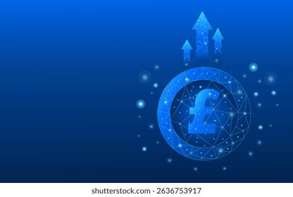 Compelling digital illustration of the British Pound symbol in a radiant network, representing the digital future of British currency, fintech advancements, and crypto growth