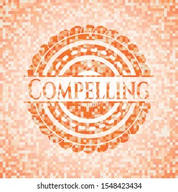 Compelling orange mosaic emblem with background