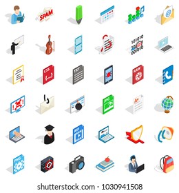 Compendium icons set. Isometric set of 36 compendium vector icons for web isolated on white background