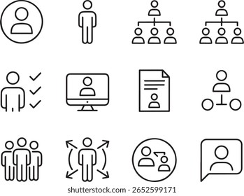 A Compendium of Organizational Structures Depicted Through Line Art Showcasing Hierarchy Teams Communication Skills Data Management Resources and Human Interaction Illustrating Diverse Facets of a 
