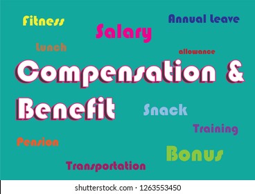 Compensation and Benefit Text with its categories for Human resource department