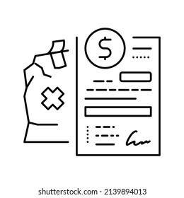 compensation broken or lost parcel line icon vector. compensation broken or lost parcel sign. isolated contour symbol black illustration
