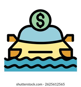 Ícone de inundação de carro de compensação. Outline Compensação carro ícone de vetor de inundação para web design isolado no fundo branco cor plana