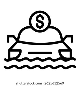 Compensation car flood icon. Outline Compensation car flood vector icon for web design isolated on white background