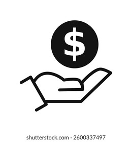Compensation Hand Icon Holding Dollar Coin
