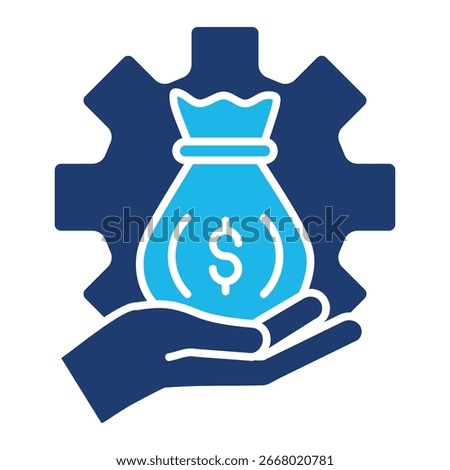 Compensation Icon In Blue Monochrome Flat Design, Vector Illustration
