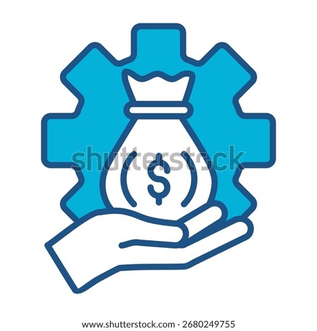 Compensation Icon In Blue Monochrome Flat Design, Vector Illustration
