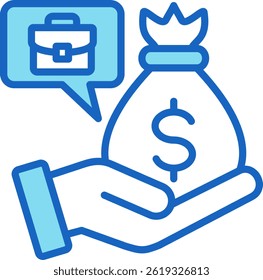 Compensation Icon Blue Vector Illustration