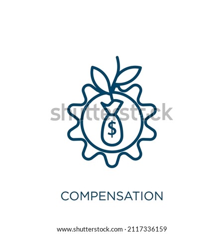 compensation icon. Thin linear compensation outline icon isolated on white background. Line vector compensation sign, symbol for web and mobile