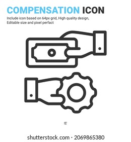 Compensation icon vector with outline style isolated on white background. Vector illustration retribution sign symbol icon concept for business, finance, industry, company, apps, web and project