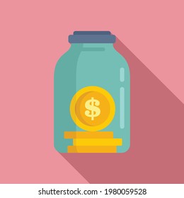 Compensation jar coin icon. Flat illustration of Compensation jar coin vector icon for web design