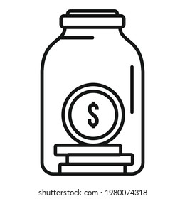 Compensation jar coin icon. Outline Compensation jar coin vector icon for web design isolated on white background