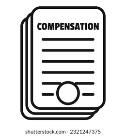 Vector de contorno de icono de papel de compensación. Beneficio monetario. Pensión de caja