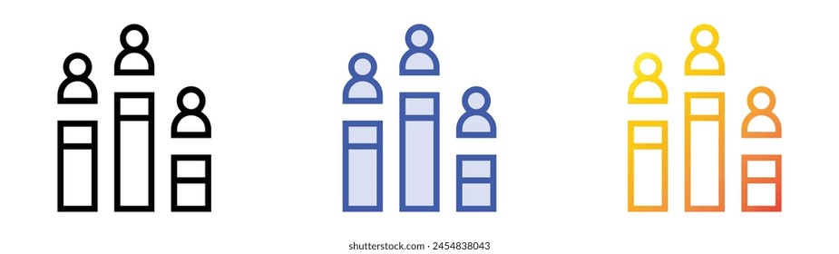 compete icon. Linear, Blue Fill and Gradient Style Design Isolated On White Background