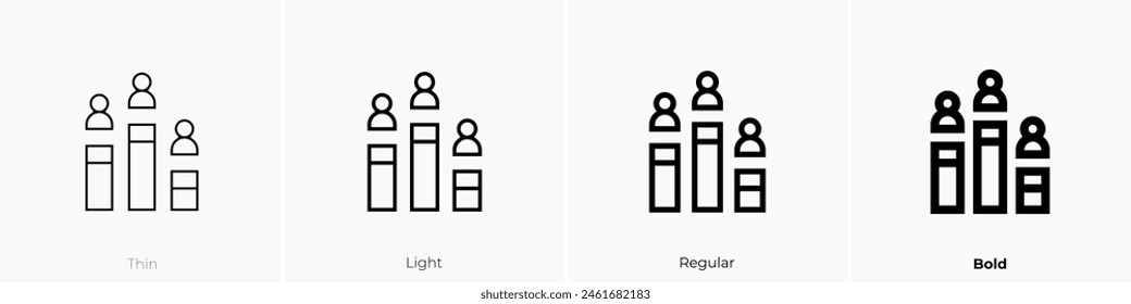 compete icon. Thin, Light Regular And Bold style design isolated on white background