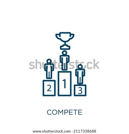 compete icon. Thin linear compete outline icon isolated on white background. Line vector compete sign, symbol for web and mobile