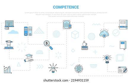 competence concept with icon set template banner with modern blue color style