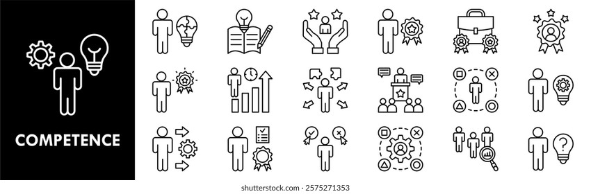 Competence icon collection set. Containing design competence, business, development, management, success