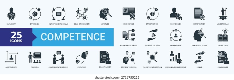 Icono de la competencia Pack Ilustración Vector Glifo Estilo