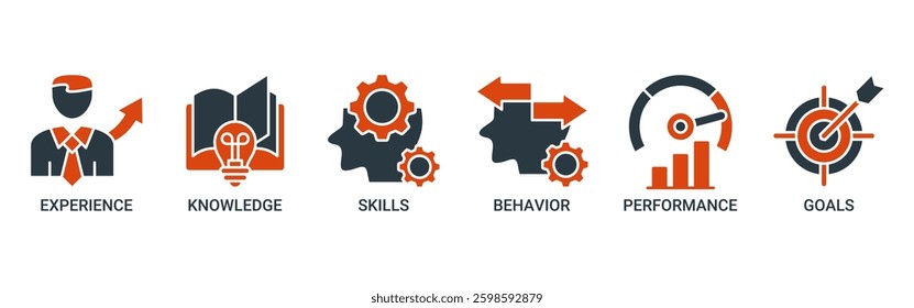 Competence icon set. Vector illustration concept with icon solid color symbol background.