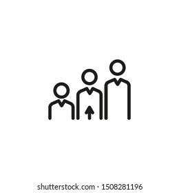 Competence line icon. People, arrow, competition. Efficiency concept. Vector illustration can be used for topics like productivity, efficiency, planning