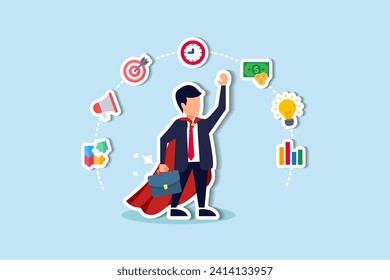 Competence skills or ability for work responsibility, professional, work experience, capability or qualification for job or career development concept, success businessman with competency skills set.