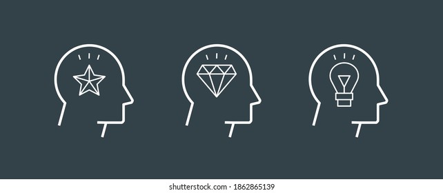 Competence, skills and knowledge concept. Vector illustration with heads and icons