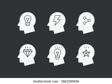 Competence, skills and knowledge concept. Vector illustration with heads and icons