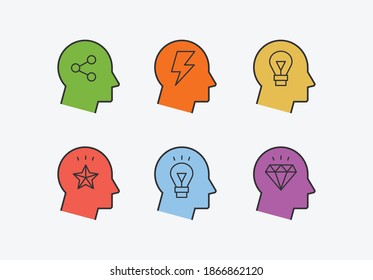 Competence, skills and knowledge concept. Vector illustration with heads and icons