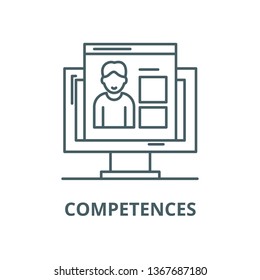 Competences line icon, vector. Competences outline sign, concept symbol, flat illustration