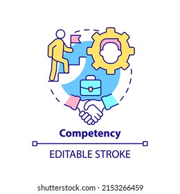 Competency concept icon. Pillar of innovation management abstract idea thin line illustration. Employee skills, abilities. Isolated outline drawing. Editable stroke. Arial, Myriad Pro-Bold fonts used